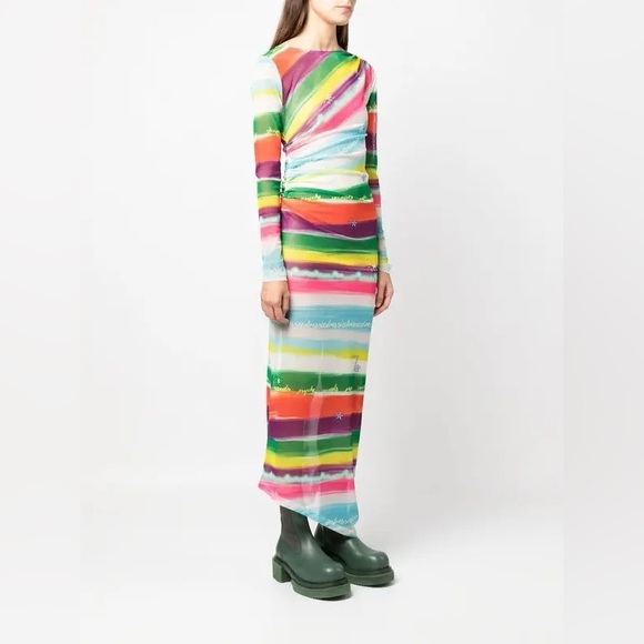SIEDRES Dresses & Skirts - SIEDRES Hera Watercolor Striped Sheer Maxi Dress